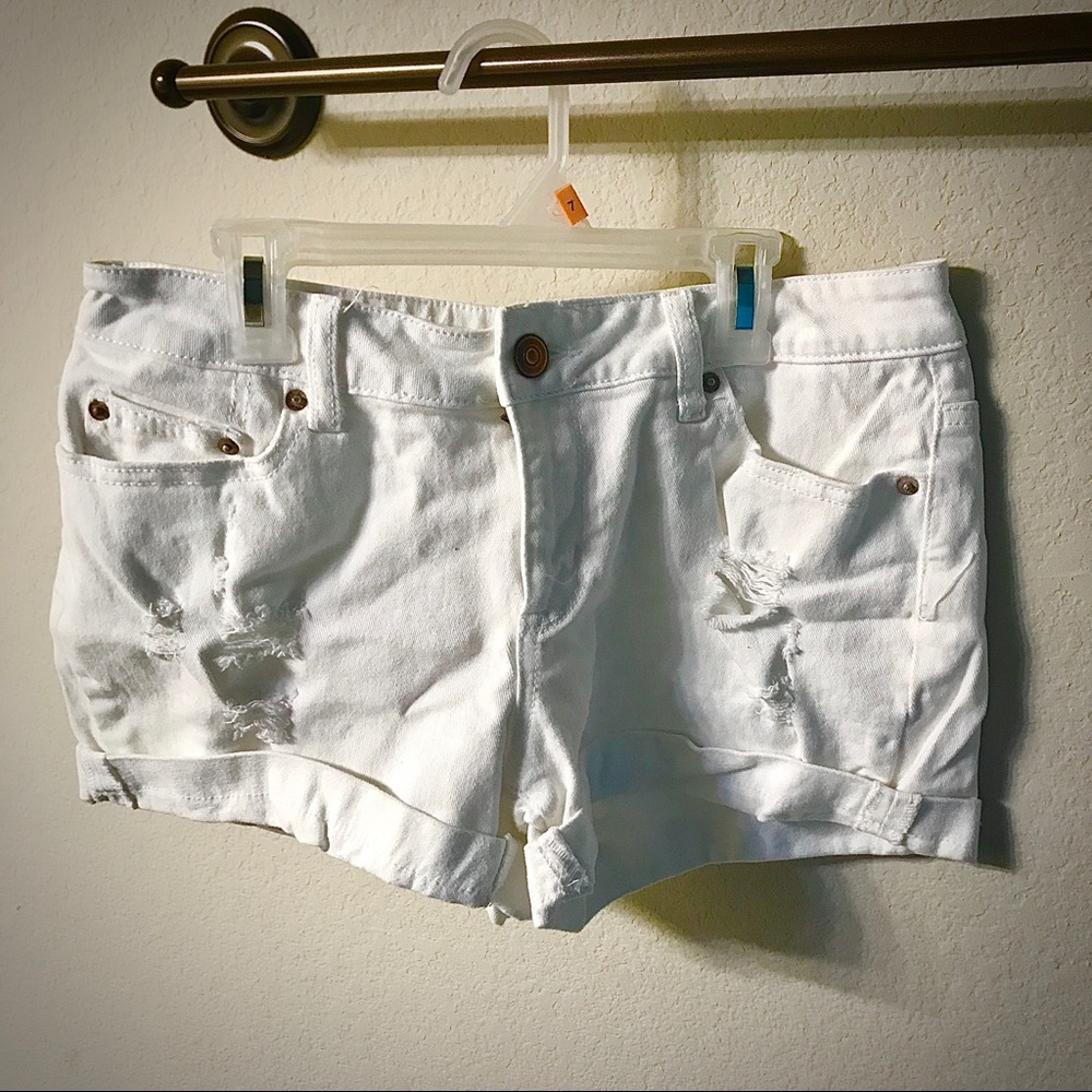 White Ripped Jean Shorts